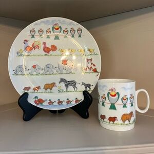 Kaiser West Germany “Animals on Parade” Plate and Mug Set